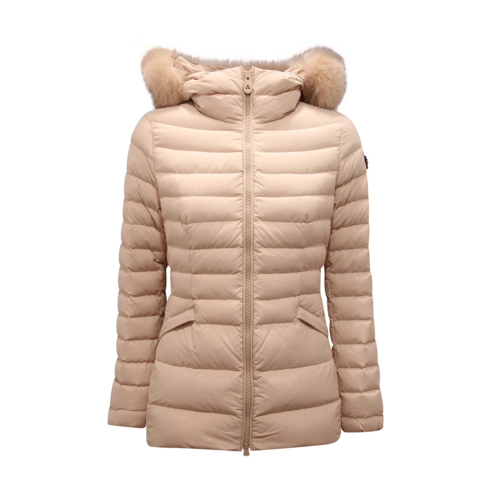 Peuterey Women's Beige Derly Down Jacket With Fur Trim