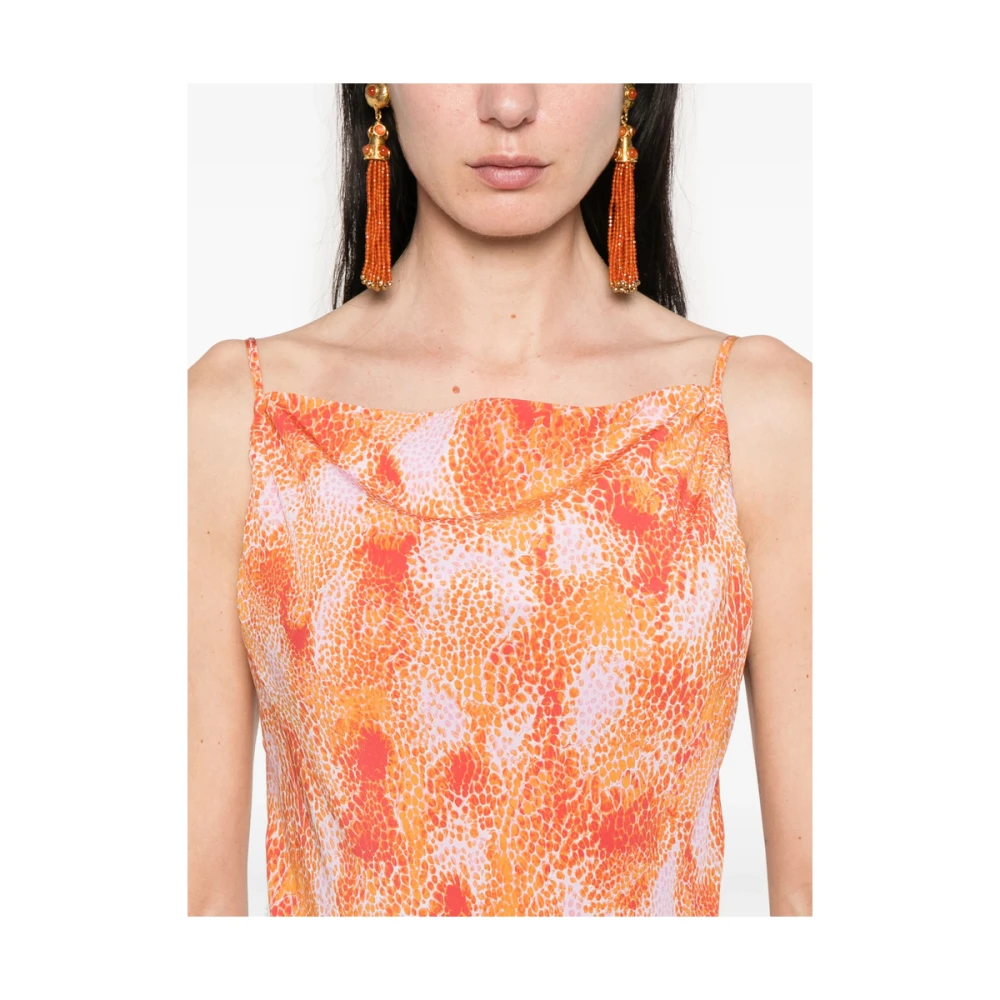IRO Terracotta Oranje Vierkante Hals Jurk Orange Dames