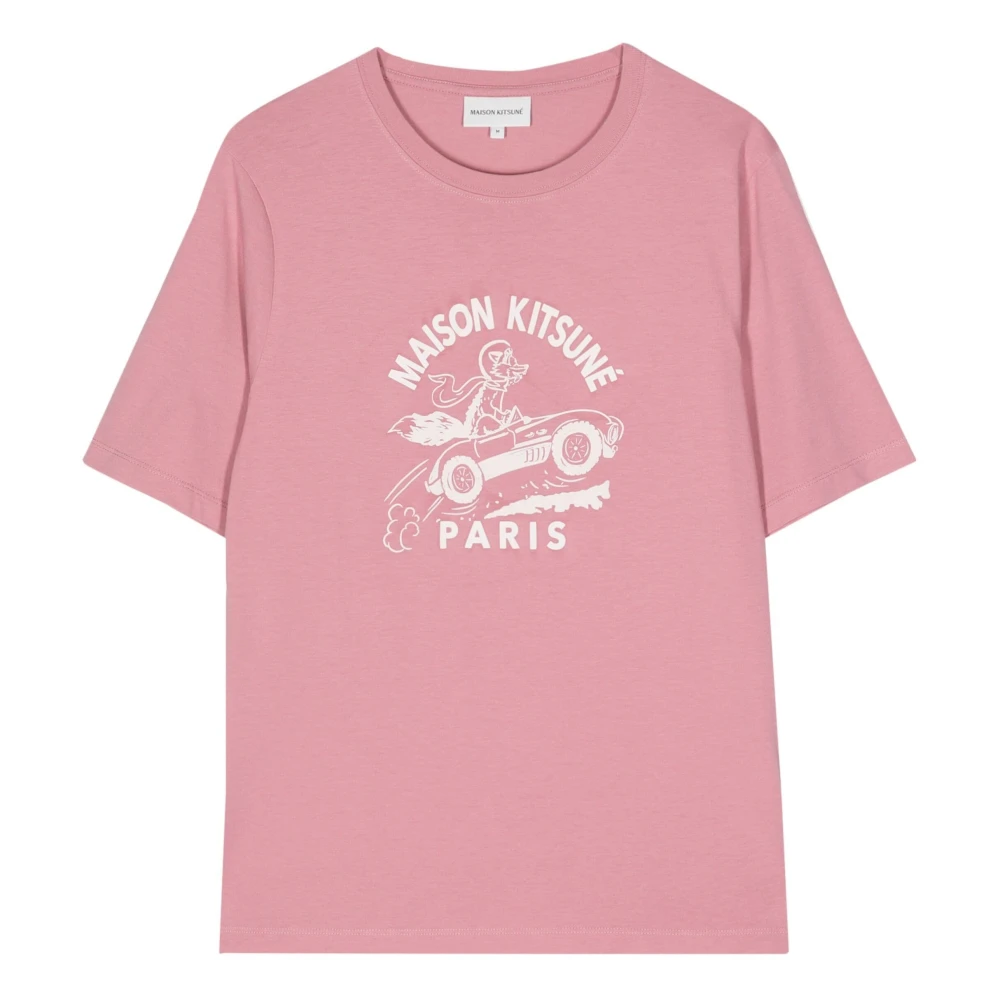 Maison Kitsuné Roze Racing Fox T-shirt Pink Dames
