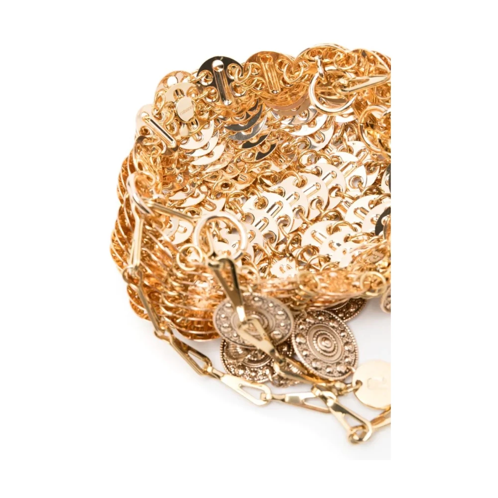 Paco Rabanne Gouden Metalen Nano Tas met Medailles Yellow Dames
