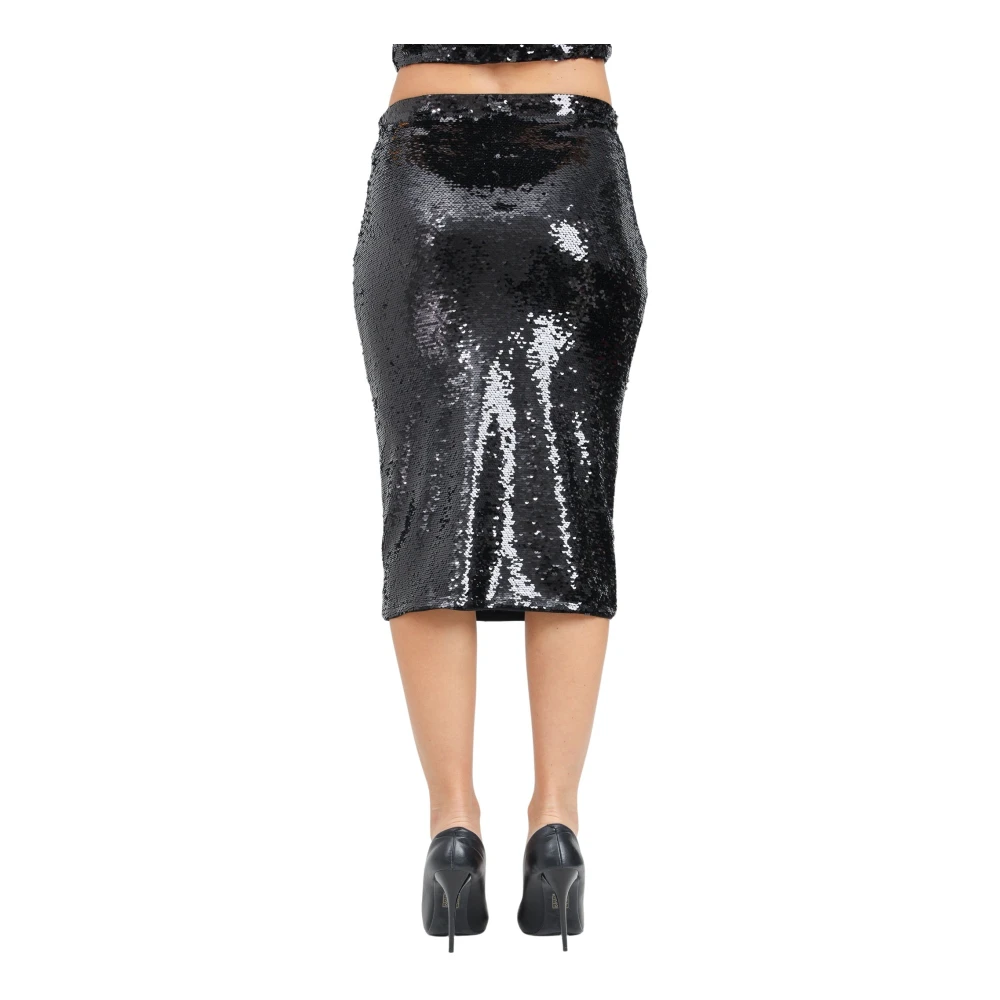 Armani Exchange Paillet Zwarte Midi Rok Black Dames