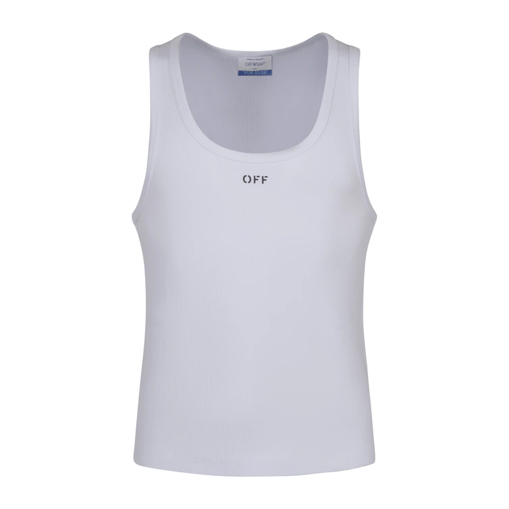 Off White Witte Rib Tank Top Shirt White Heren