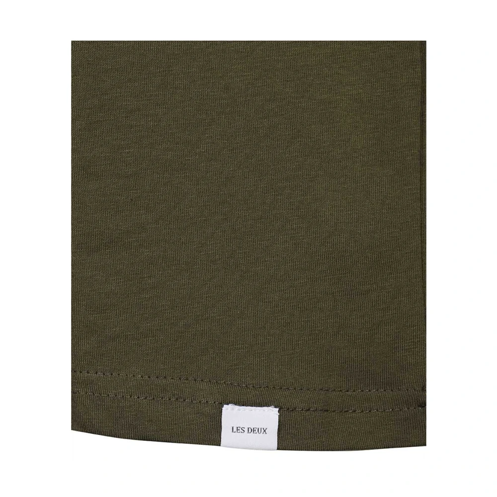 Les Deux Katoenen Ribgebreide Crew T-shirt Green Heren