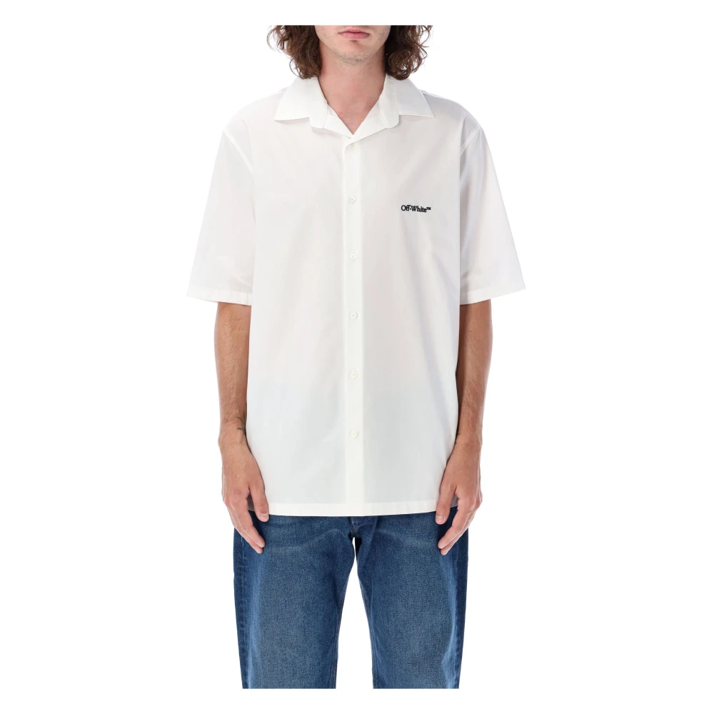 Off White Gothic Arrow Bowling Shirt Wit White Heren