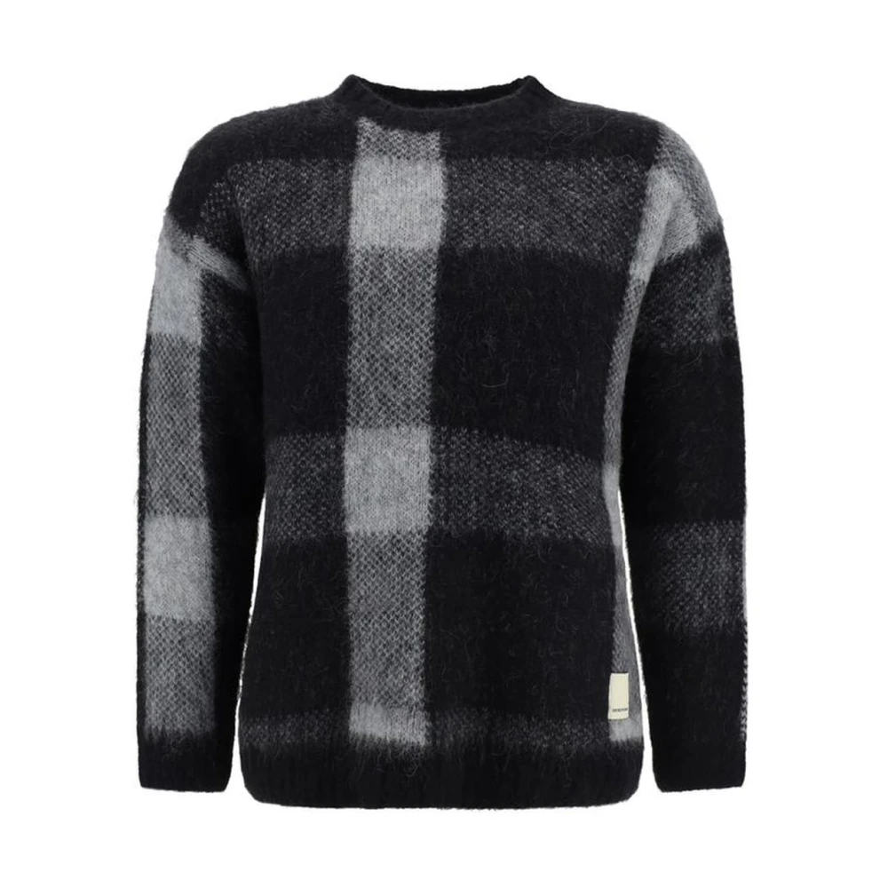 Emporio Armani Quadri Sweater in Neutraal Grijs Multicolor Heren