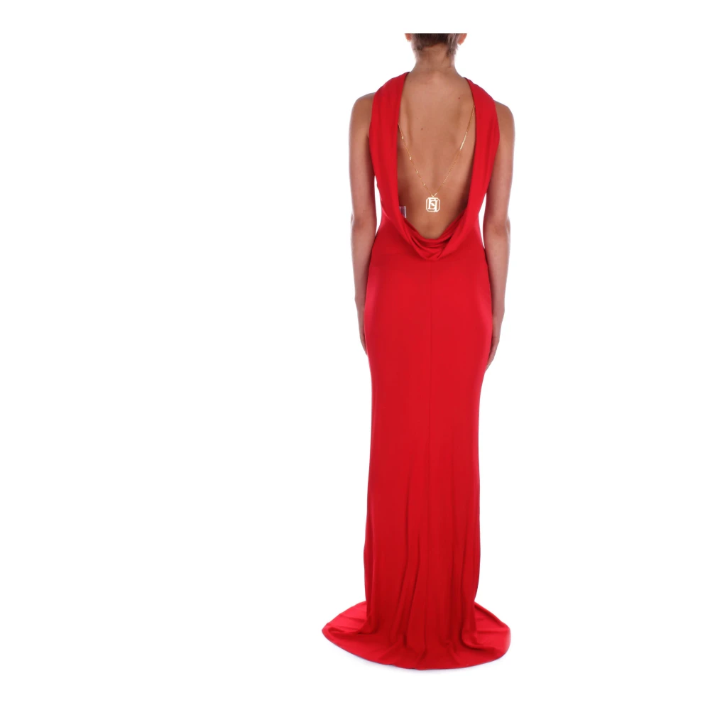 Elisabetta Franchi Red Carpet Rode Jurk Hanger Ketting Red Dames
