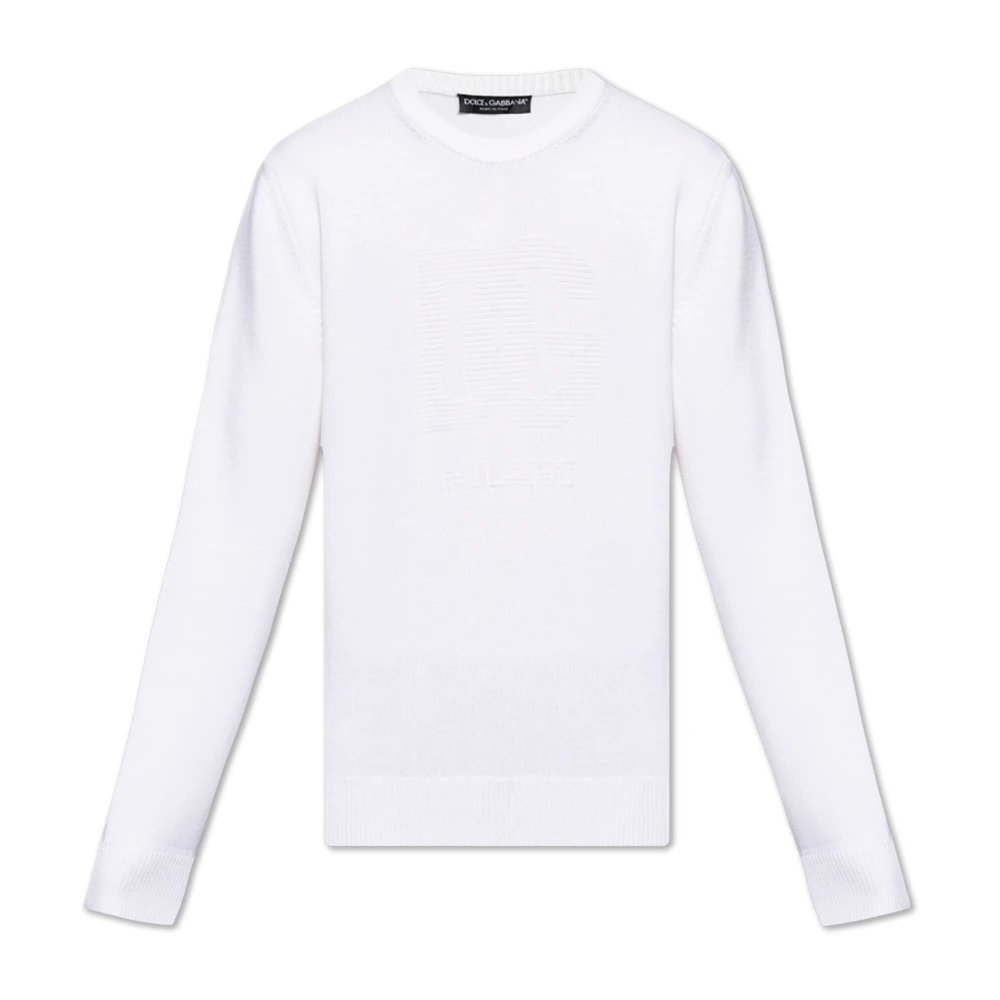 Dolce & Gabbana Trui met geborduurd logo White Heren