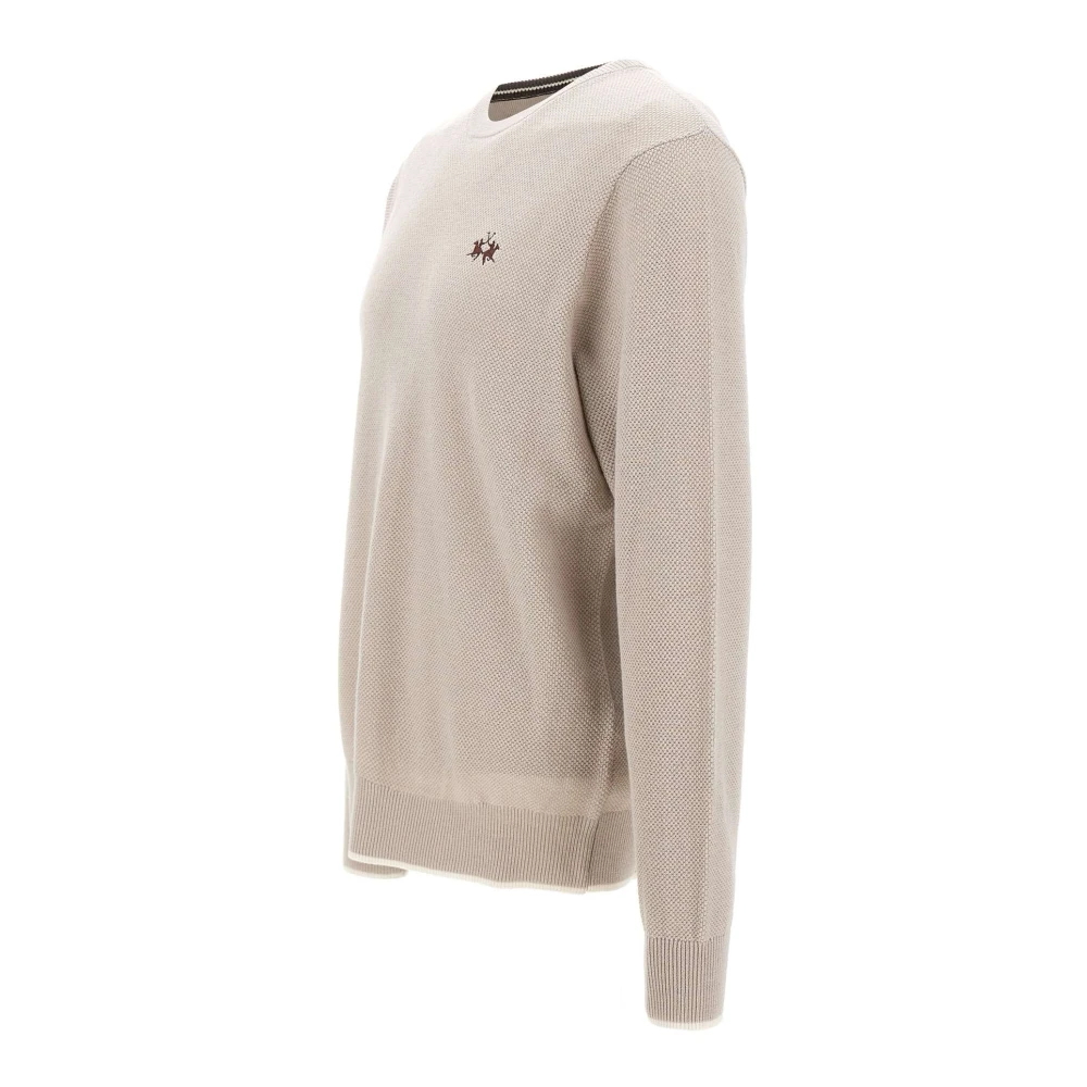 LA MARTINA Heren Wol Katoen Trui Honingraat Weefsel Beige Heren