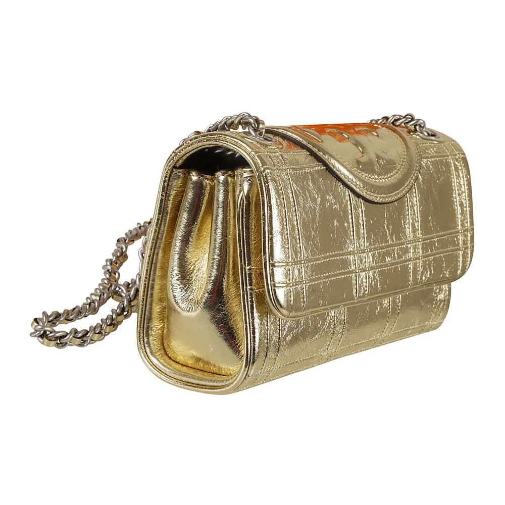 TORY BURCH Zachte Metallic Quilt Convertible Schoudertas Yellow Dames