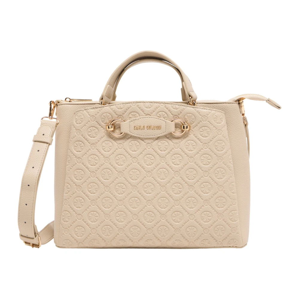 Carlo Colucci Beige Handbags, Female, One Size, Hand Bag With Logo Embossing