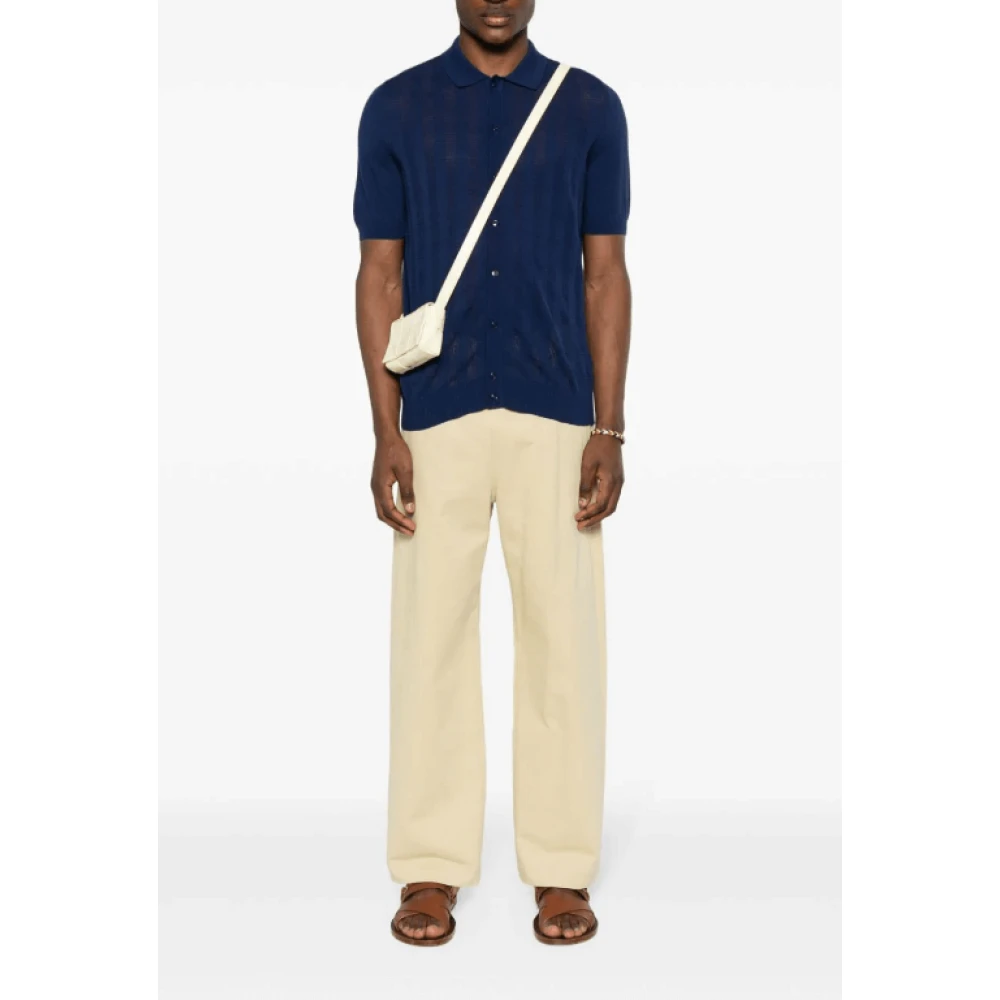 Lardini Navy Blue Geruit Patroon Polo Shirt Blue Heren