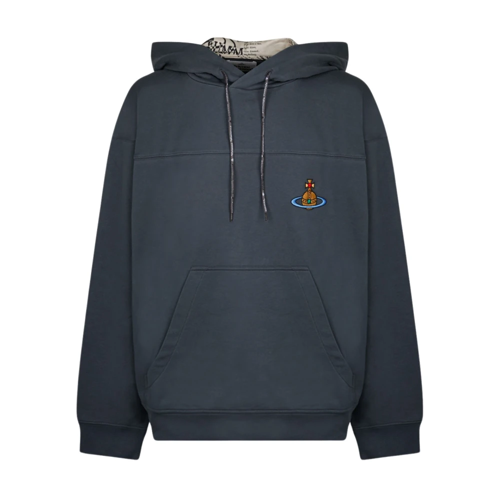 Vivienne Westwood Grå Raglan Hoodie med Broderat Logotyp Gray, Herr