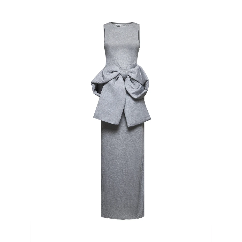 JW Anderson Grijze Gedrapeerde Mouwloze Jurk met Strik Gray Dames