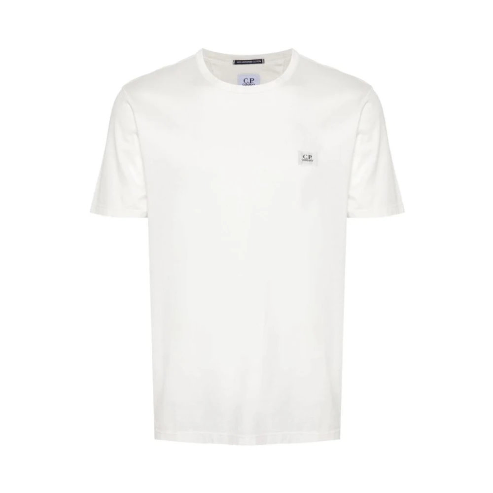 C.P. Company Logo Patch Jersey Crew Neck T-Shirt White Heren