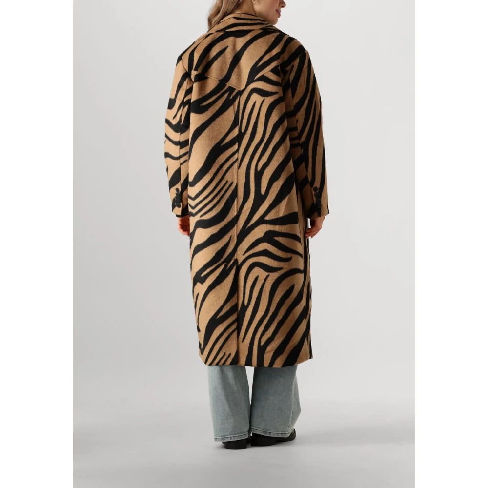 Colourful Rebel Zania Double Breasted Wool Long Coat Brown Dames