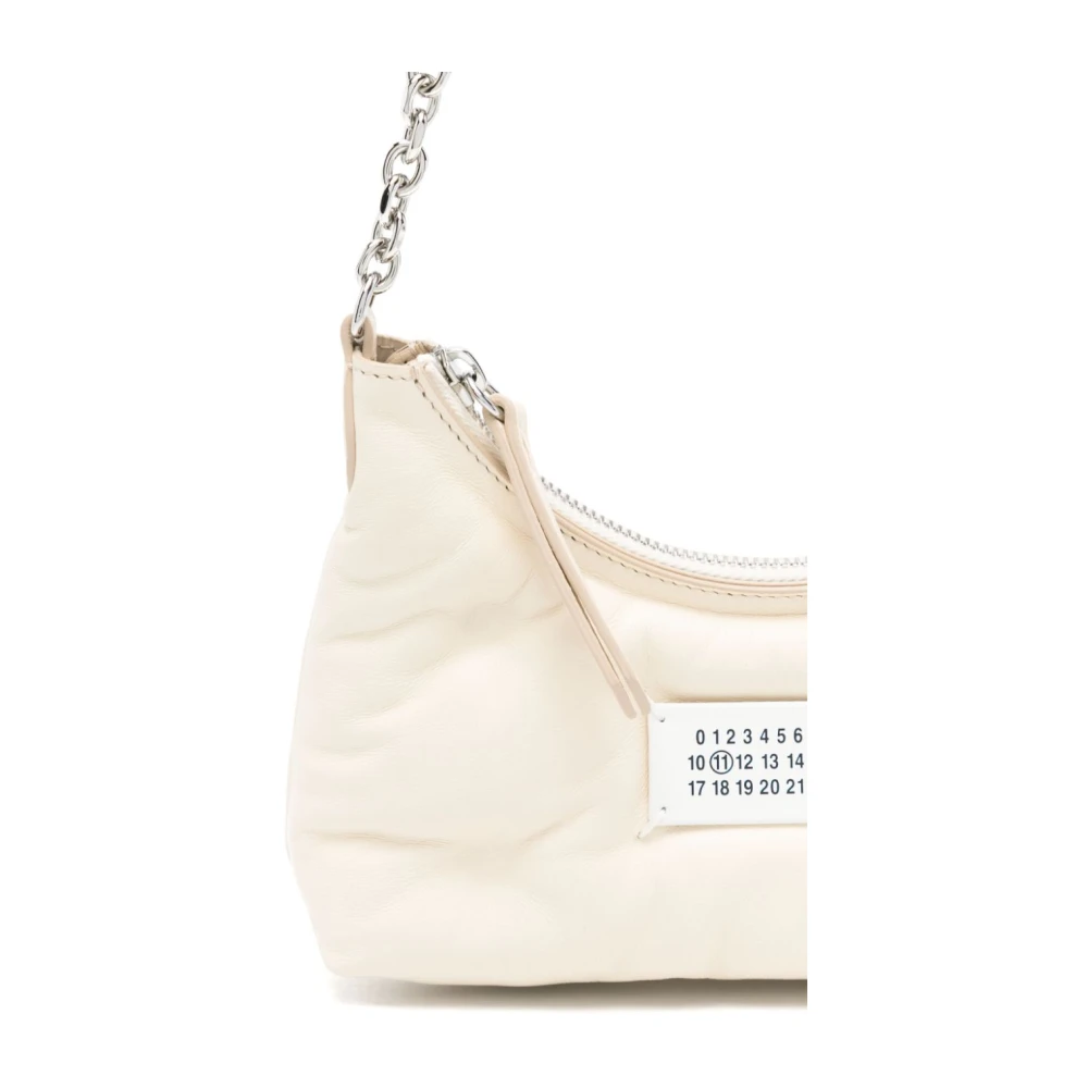Maison Margiela Crème Leren Schoudertas met Ketting Beige Dames