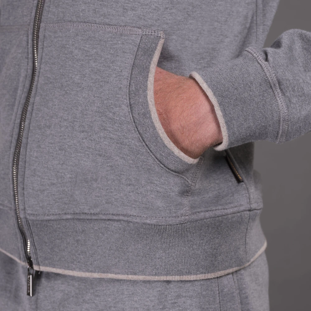 Moorer Tweekleurige Katoen Kasjmier Jumpsuit Gray Heren