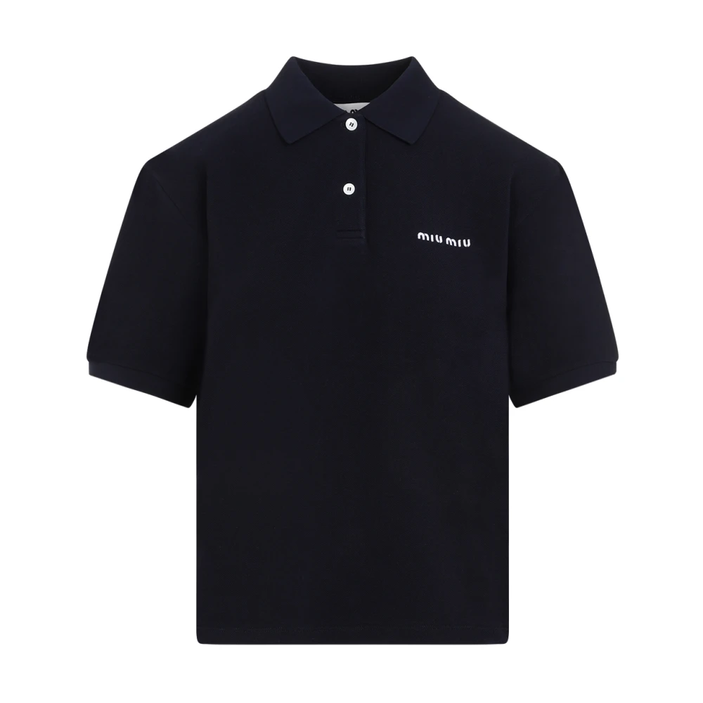 Miu Miu Women's Blue Cotton Piqué Polo Shirt, Polo Shirts, S, Tops