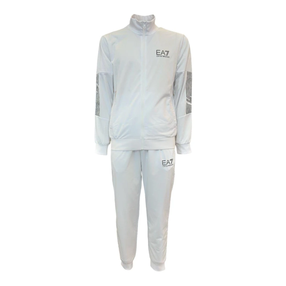 Emporio Armani EA7 Witte Trainingspak Set Rits Logo White Heren