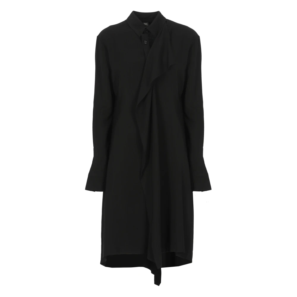 Y-3 Zwarte Viscose Shirt met Kraag Black Dames