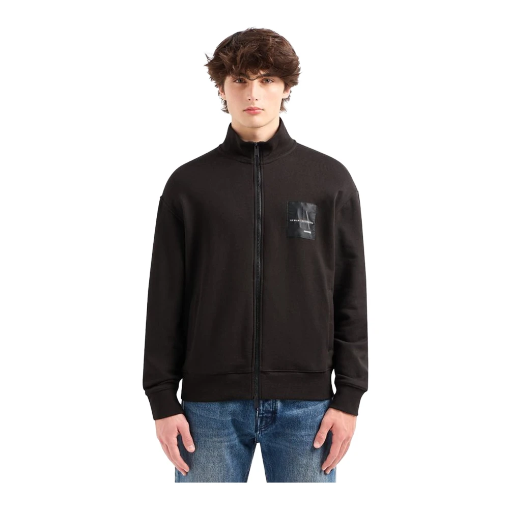 Armani Exchange Biologisch Katoen Fullzip Sweater Zwart Black Heren