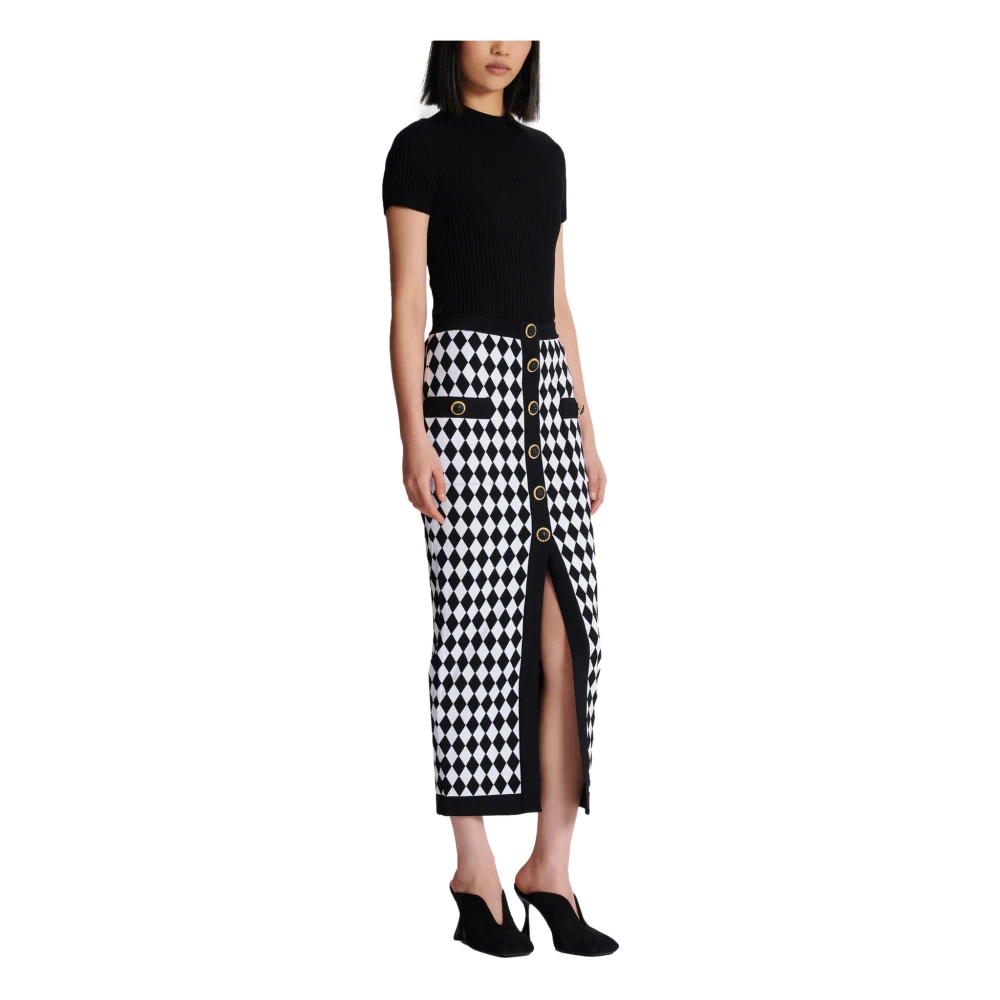 Balmain Diamant jacquard midi rok Black Dames