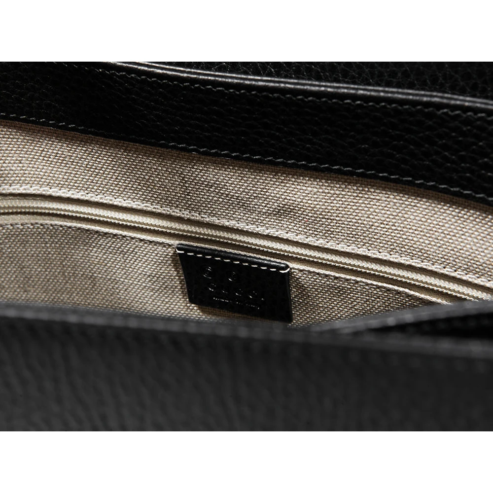Gucci Zwarte Handtas Logo Leer Dollar Calf Black Dames