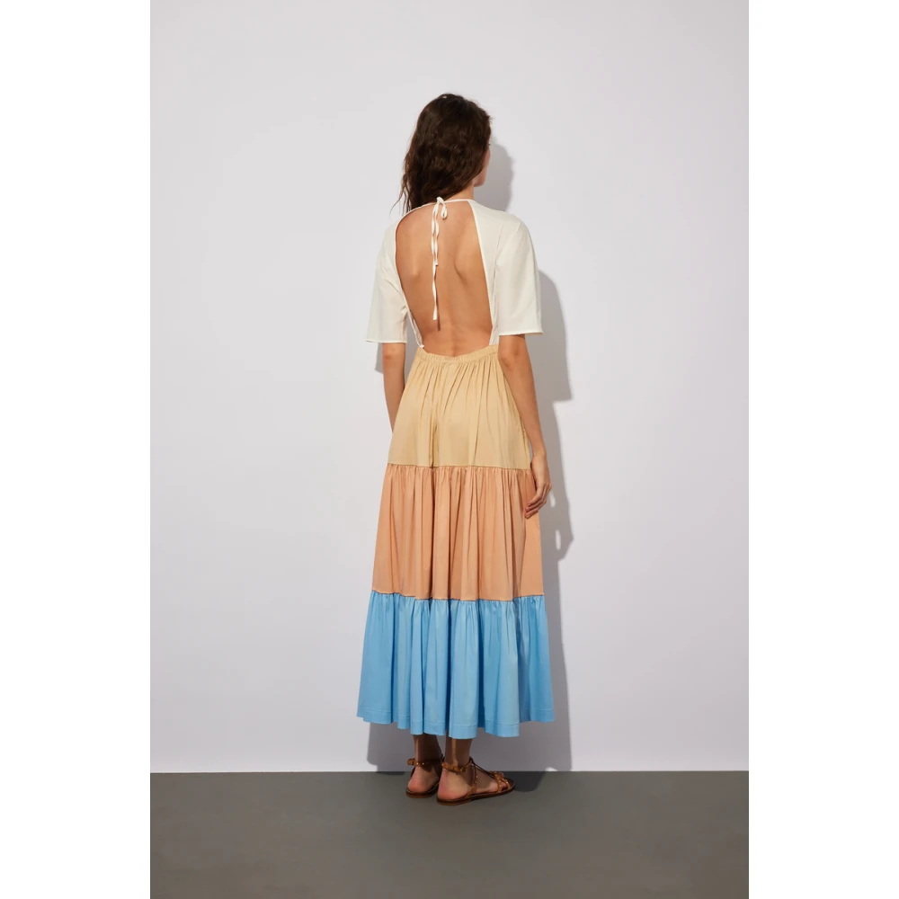Semicouture Kleurrijke Ruche Lange Jurk Multicolor Dames