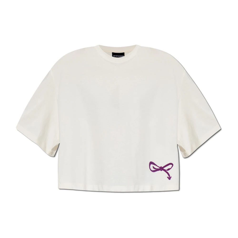 Emporio Armani Vrouw Beige Tops Dames, Xs, Katoen, Oversized T-Shirt