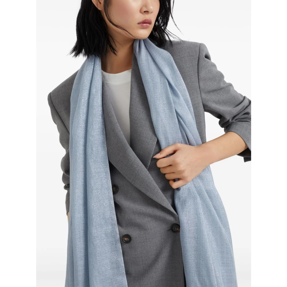 BRUNELLO CUCINELLI Lichte Denim Sjaal Collectie Blue Dames