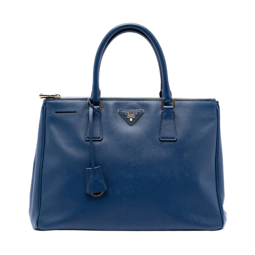 Prada Vintage Women's Blue Vintage Handbags, One Size, Pre-Owned Structured Leather Tote Bag