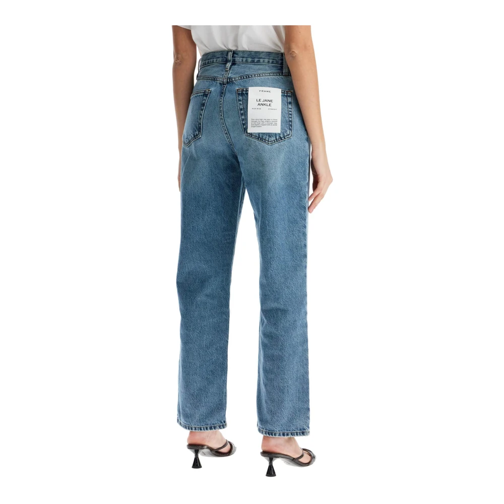 Frame Hoge Taille Rechte Enkel Jeans Blue Dames