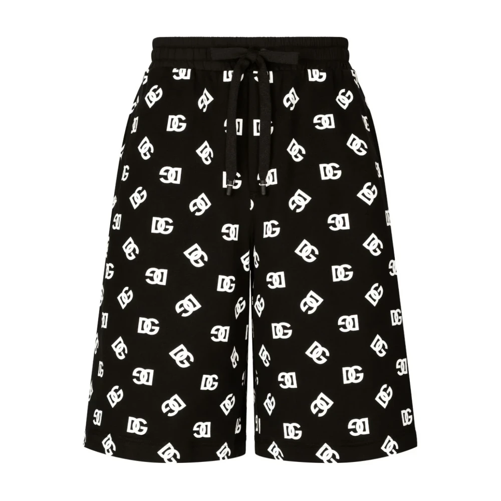 Dolce & Gabbana Zwarte Logo Shorts met Trekkoord in de Taille Black Heren