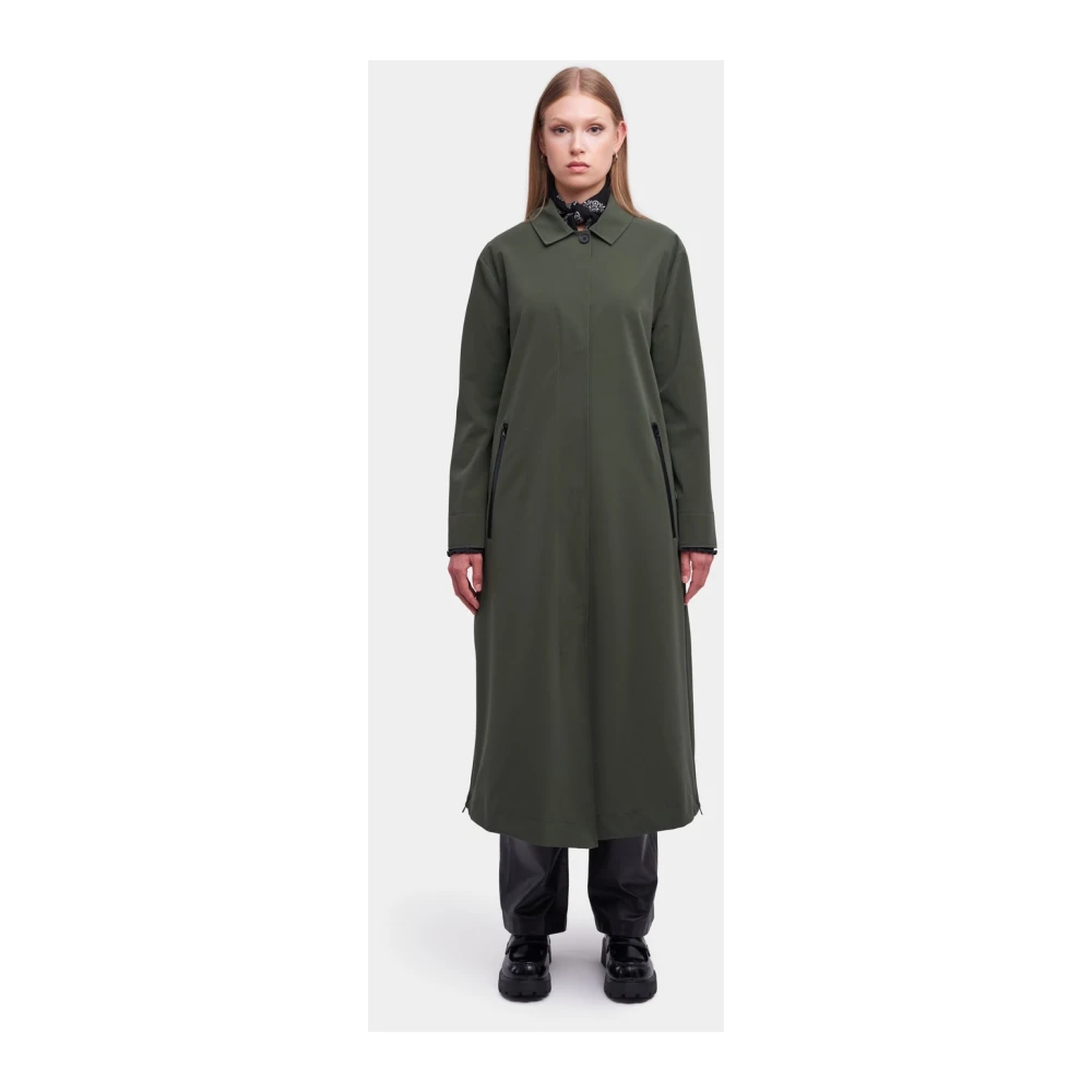 Stutterheim Matte Lange Regenjas met Aqua-Guard Zakken Green Dames
