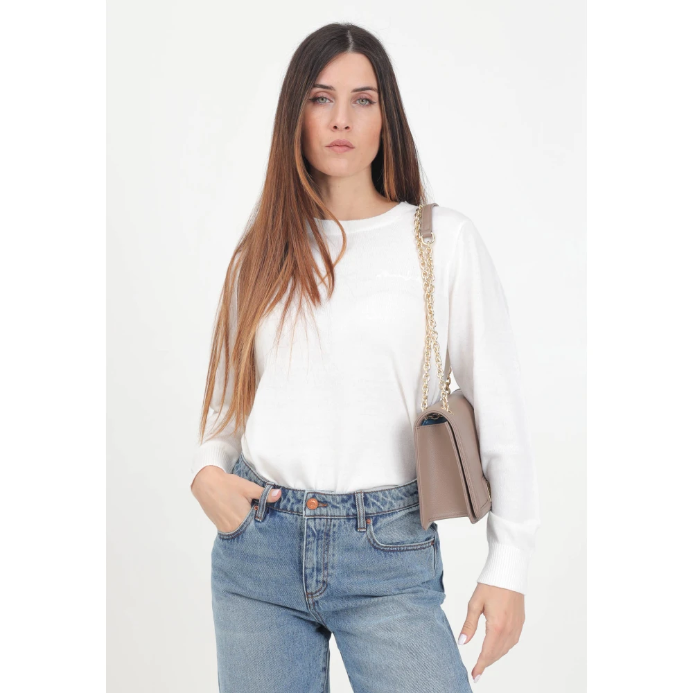 Armani Exchange Geborduurde Crewneck Sweater White Dames