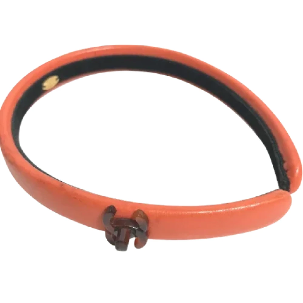 Chanel Vintage Pre-owned Leather hair-accessories Orange Dames