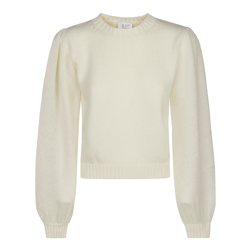 MVP wardrobe Mohair Wol Crewneck Gebreide Trui Beige Dames
