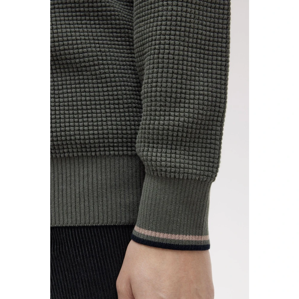 Fred Perry Groene Waffle Stitch Jumper Top Green Heren