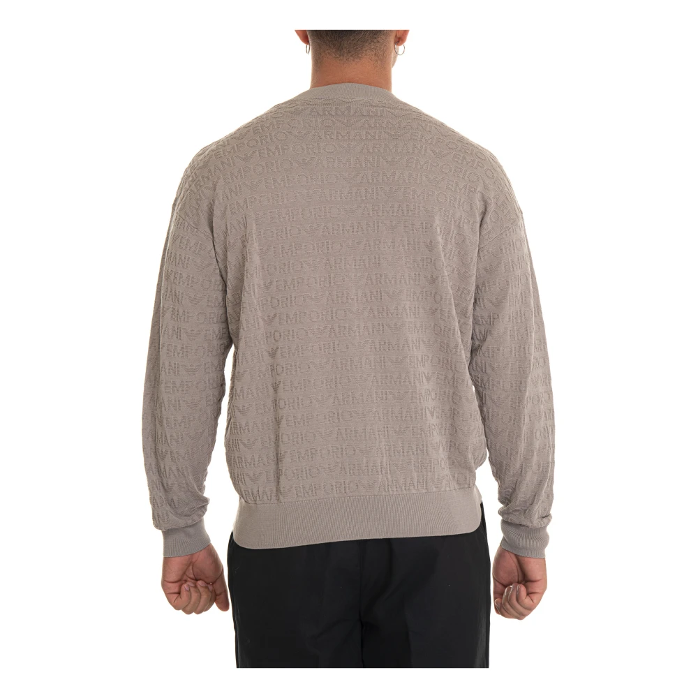 Emporio Armani Logo Ronde Hals Pullover Licht Stof Gray Heren