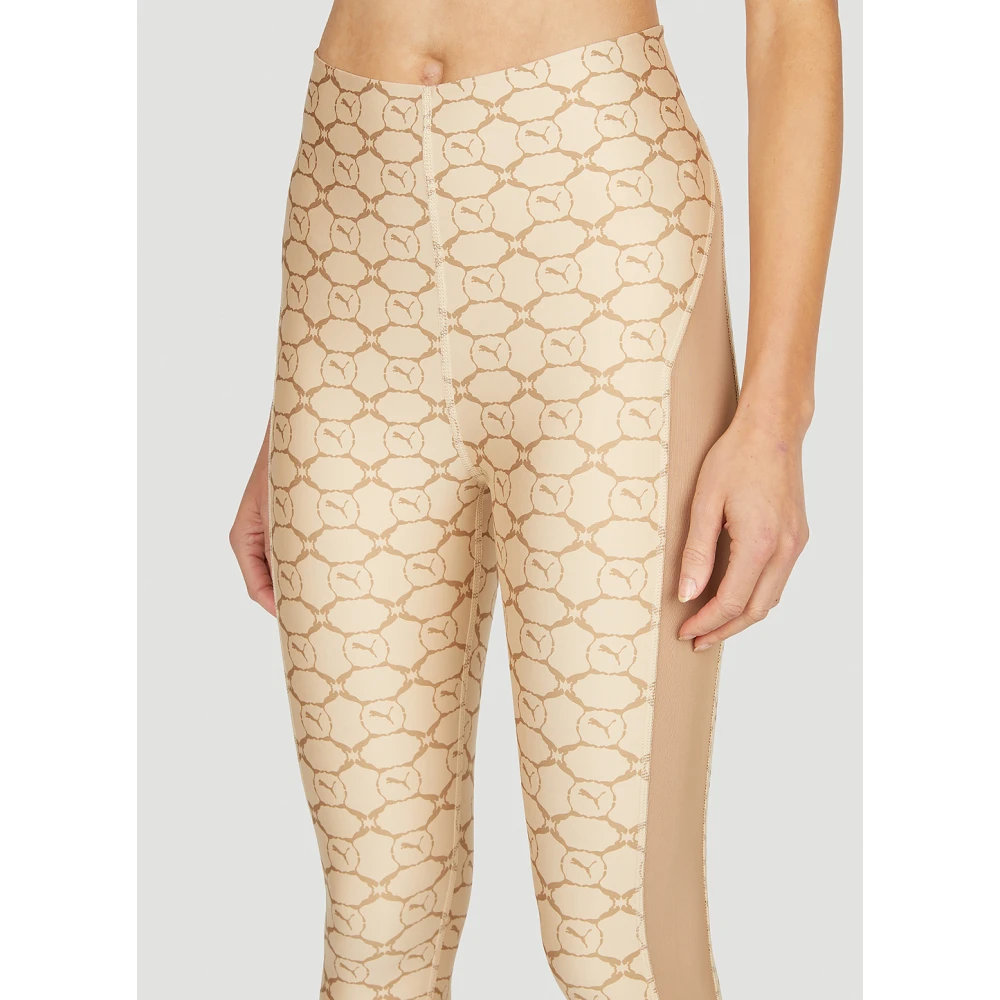 Puma Leggings met mesh-panelen en logo Beige Dames