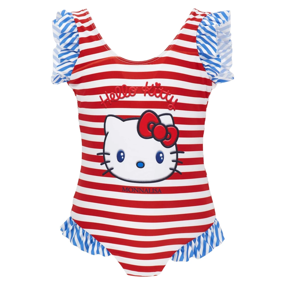 Monnalisa Women's Red Striped Hello Kitty Swimsuit