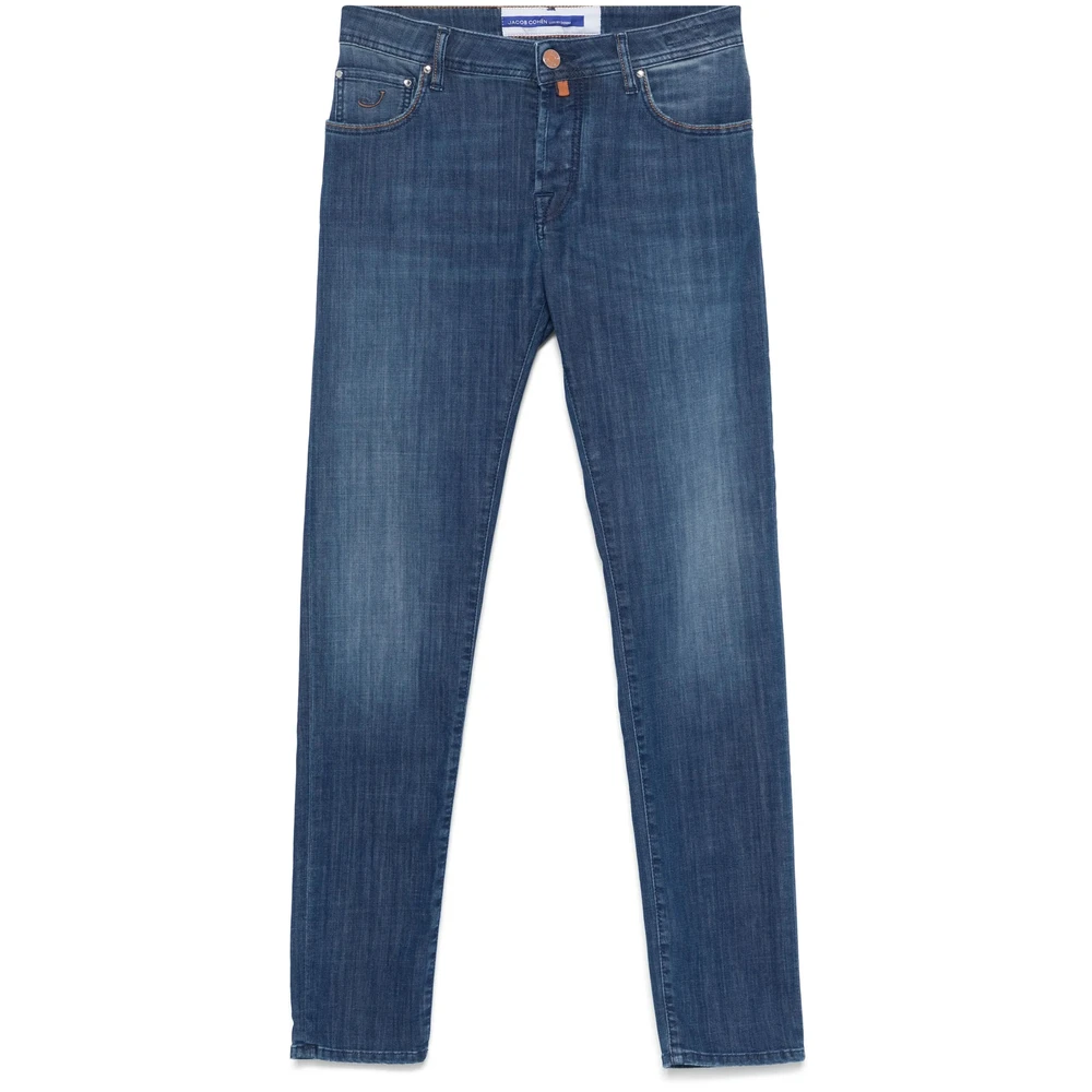 Jacob Cohën Indigo Blauwe Klassieke Vijf-Pocket Jeans Blue Heren