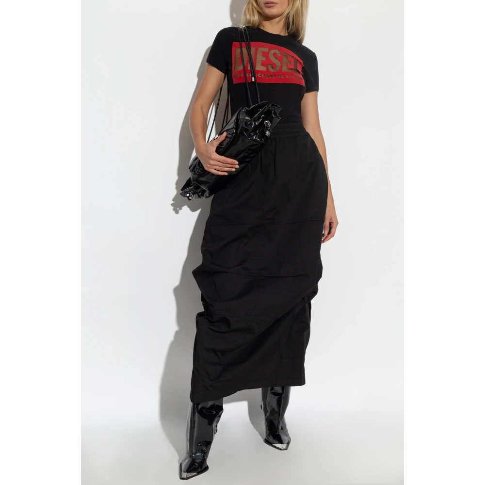 Diesel T-shirt met logo T-Malun Black Dames