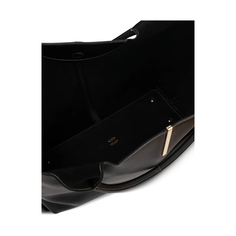 TOD'S Zwarte Tote Tas met Magnetische Sluiting Black Dames