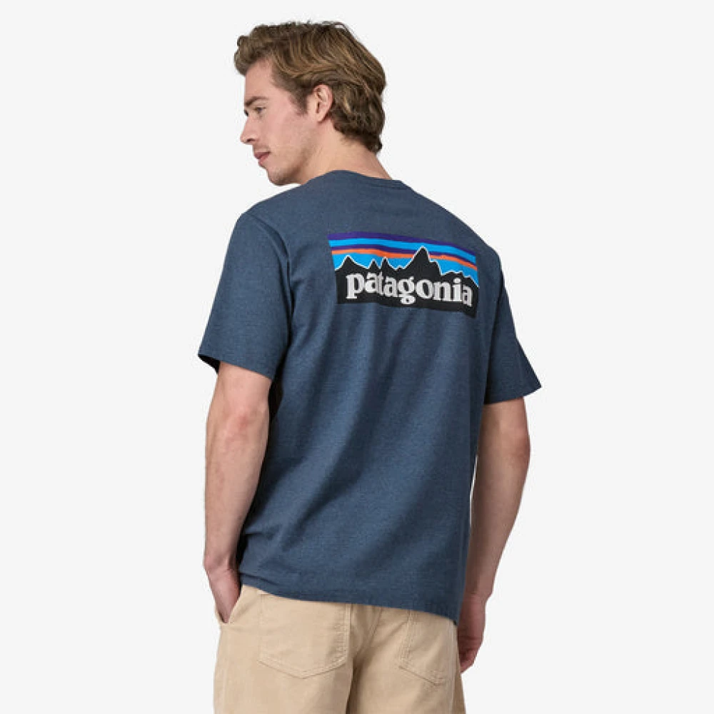 Patagonia Logo T-shirt Utility Blauw Blue Heren