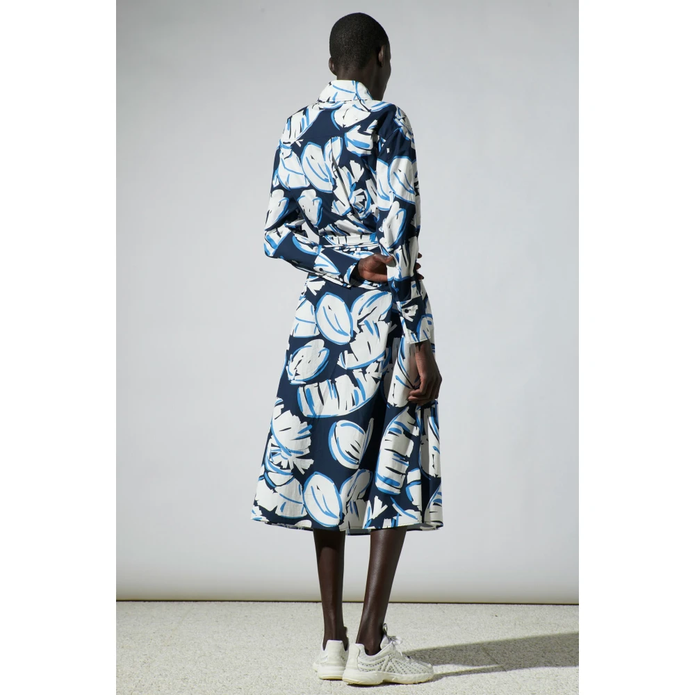 LUISA CERANO Blauwe Bloemenjurk met Knoopsluiting Multicolor Dames