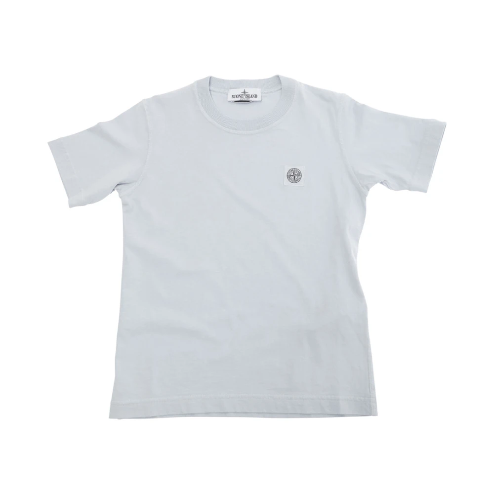 Stone Island Blå Logo Patch Bomull T-shirt Pojke Blue, Pojke