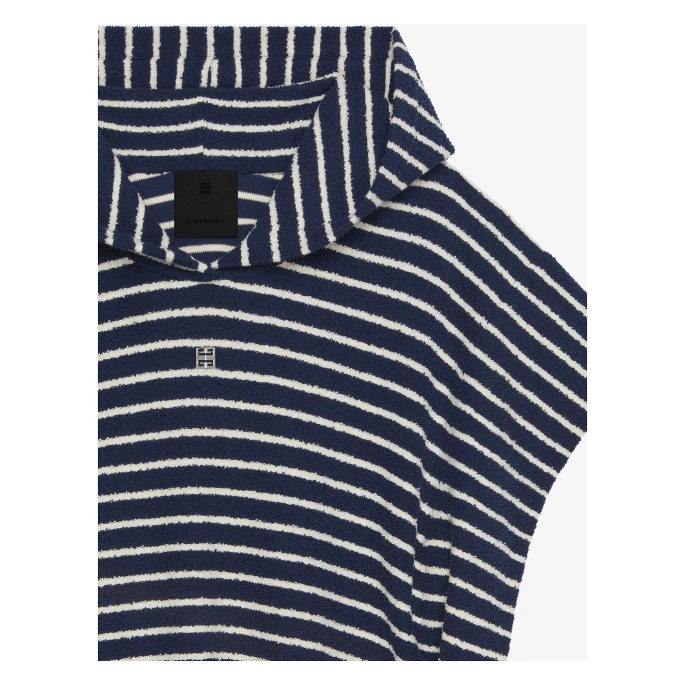 Givenchy Blauw Gestreepte Jacquard Katoenen Poncho Blue Dames