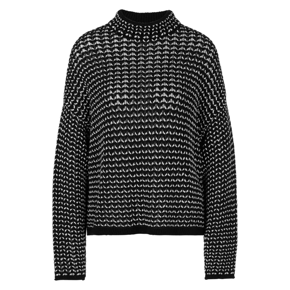 Marc Cain Grofgebreide pullover met tweekleurig design Black Dames