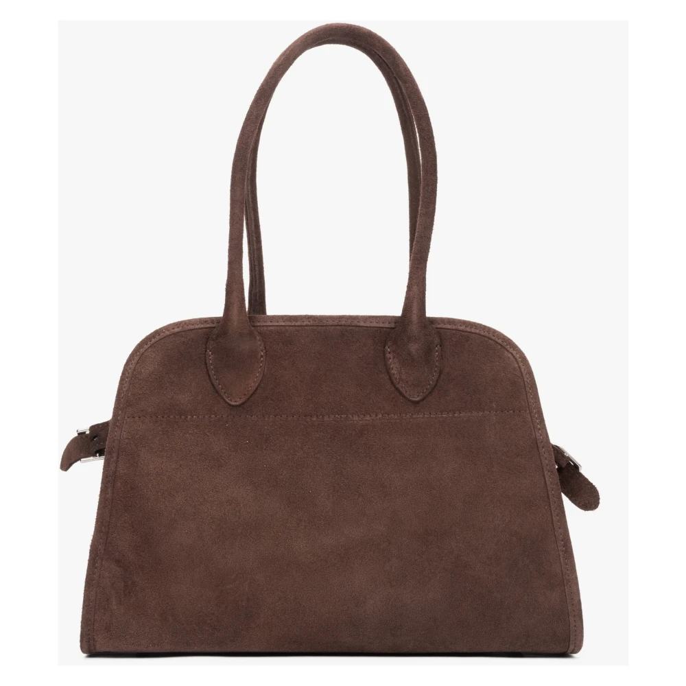 Estro Donkerbruine Satchel Handtas voor vrouwen gemaakt van Premium Italiaans Velours Brown Dames